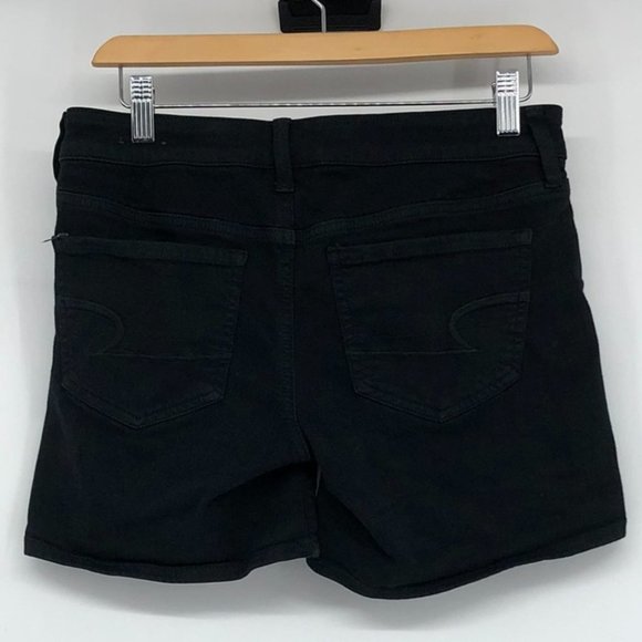 American Eagle black denim super stretch shorts size 4 jean shorts - Picture 11 of 12